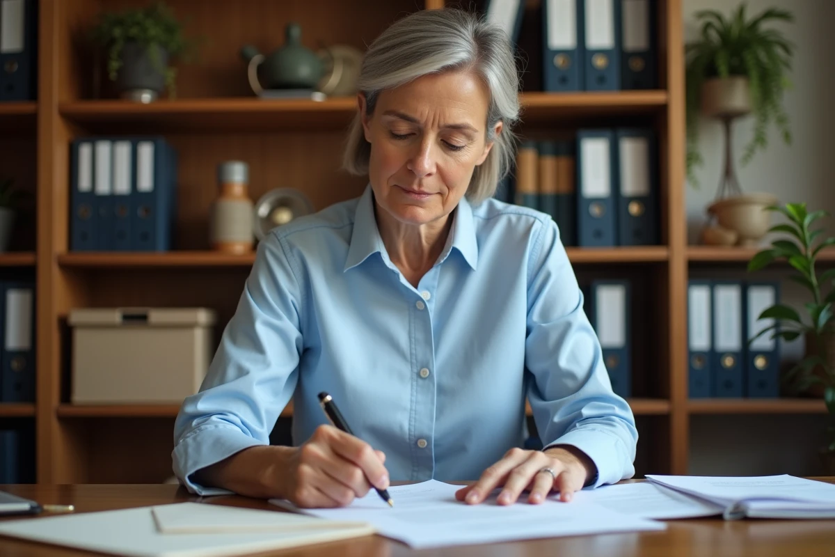 Femme consultant des documents officiels pour la déclaration d'une association au Journal Officiel