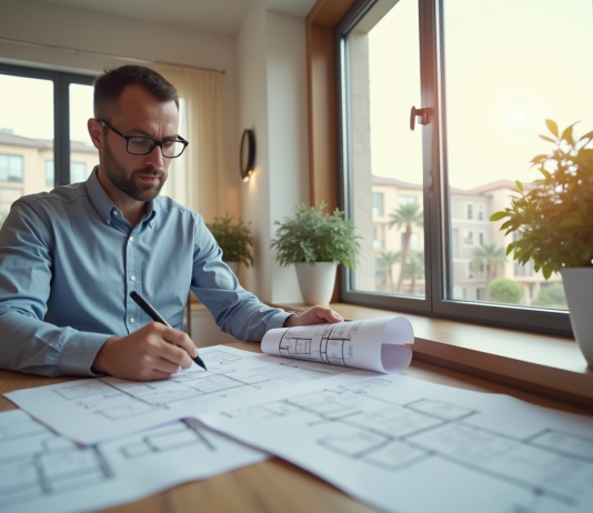 Expertise immobilière : déroulement et étapes à connaître Expert immobilier examinant plans et documents dans une maison lumineuse