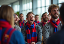 Supporters de football passionnes en discussion vive