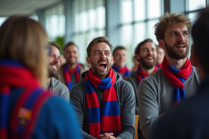 Supporters de football passionnes en discussion vive