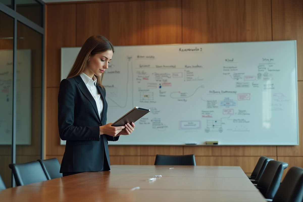 Jeune femme CFO tenant une tablette lors d