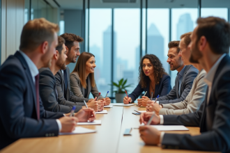 Groupe de managers divers en formation en entreprise