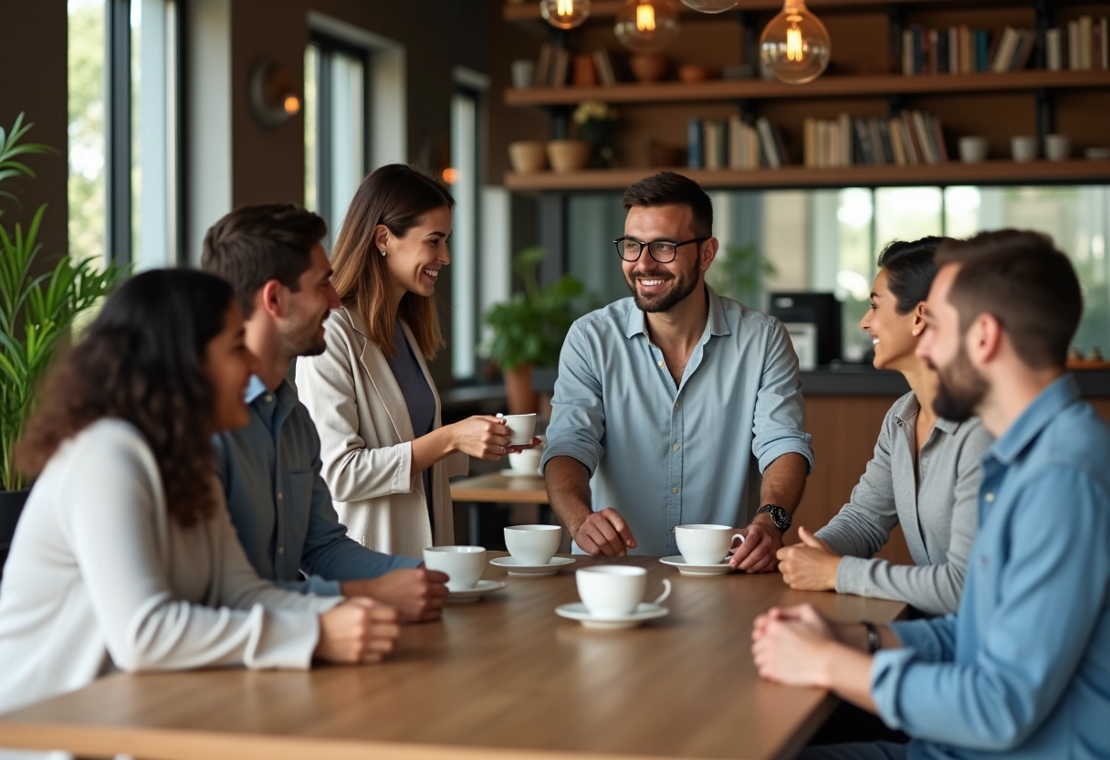 Groupe de jeunes professionnels dans un lounge moderne