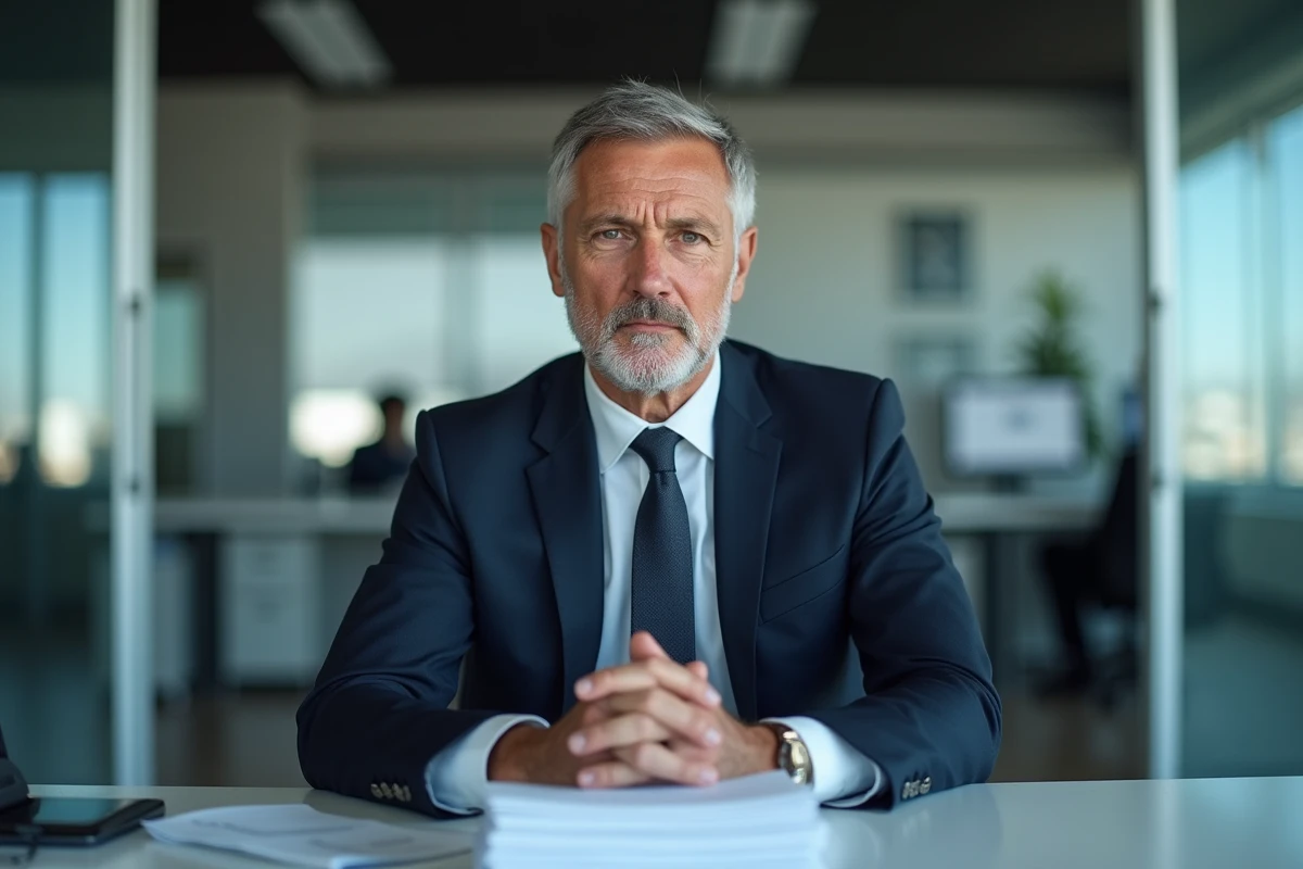 Homme d'affaires en costume dans un bureau moderne