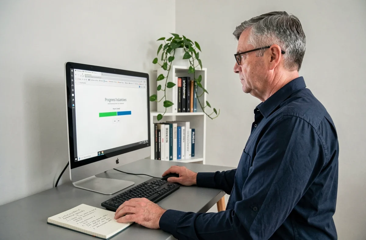 Homme cherchant des solutions à un problème de chargement sur Killer Beat scan depuis son bureau à domicile