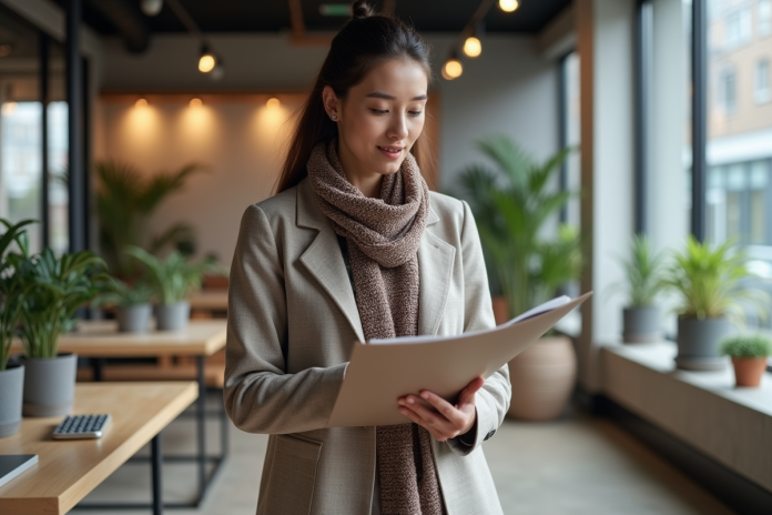 jeune-femme-textiles-inovants Jeune femme examine des échantillons de textiles innovants