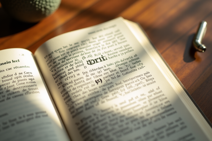 Livre de grammaire française ouvert avec pris et prit en évidence
