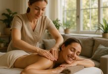 Photo d'une masseuse professionnelle donnant un massage relaxant dans un salon moderne