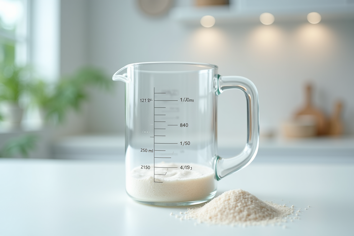 Prise de mesure précise de 250 ml avec sucre en poudre