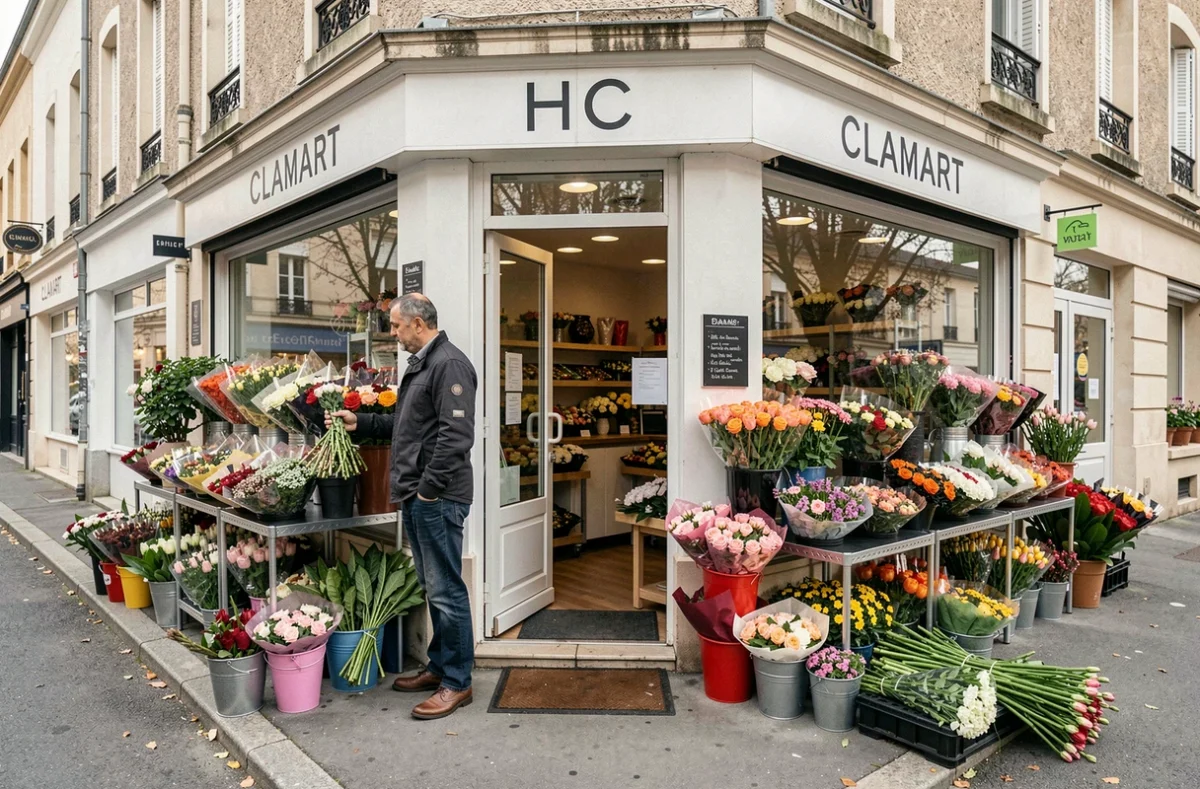 Fleuriste libre-service Rapid'Flore à Clamart avec bouquets en libre accès sur le trottoir