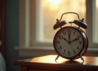 De la numérologie à la psychologie : le mystère du 4h44 Réveil vintage affichant 4h44 sur une table en bois